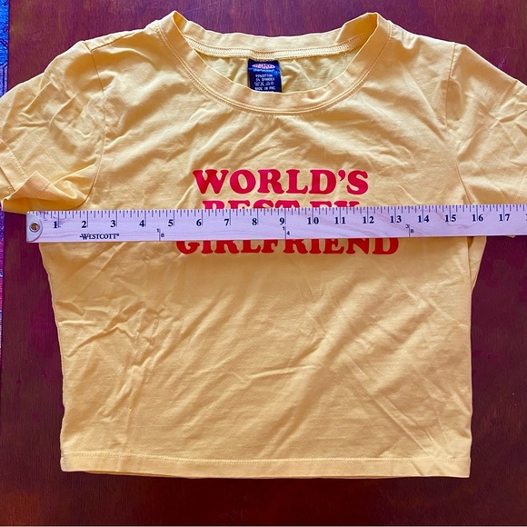 World’s Best Ex Girlfriend Yellow Crop Tee T Shirt Medium - Picture 4 of 5